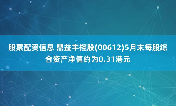 股票配资信息 鼎益丰控股(00612)5月末每股综合资产净值约为0.31港元