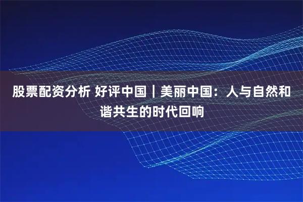 股票配资分析 好评中国｜美丽中国：人与自然和谐共生的时代回响